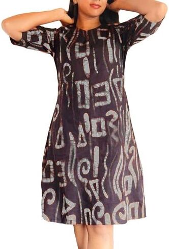 Sri Lankan Handmade Wax Batik Frock BATIKFROCK/035/B&W/S (S, Black & White) in Saudi Arabia