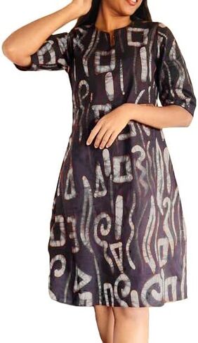 Sri Lankan Handmade Wax Batik Frock BATIKFROCK/035/B&W/S (S, Black & White) in Saudi Arabia