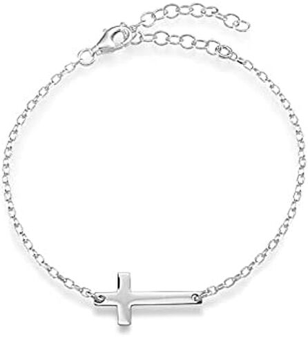 سوار متقاطع من الفضة الإسترليني عيار 925 للنساء - سوار متقاطع صغير للنساء - سوار مسيحي ديني أنيق in Kuwait