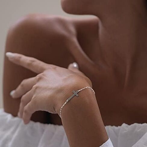 سوار متقاطع من الفضة الإسترليني عيار 925 للنساء - سوار متقاطع صغير للنساء - سوار مسيحي ديني أنيق in Kuwait