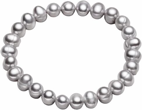 Handmade Women's Pearl Bracelet 7-8mm Freshwater Cultured Pearl Elasticated Bracelet Length 7.5In (Black) in Saudi Arabia