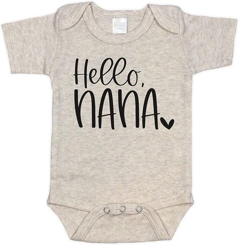 Hello Nana Pregnancy Announcement Infant Bodysuit Gift for Grandma (0-3 month, Natural) in Saudi Arabia
