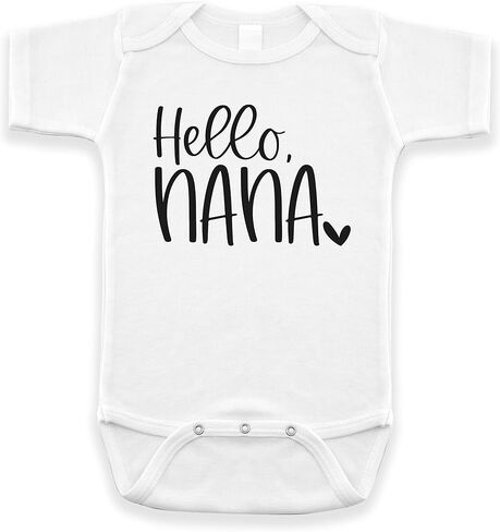 Hello Nana Pregnancy Announcement Infant Bodysuit Gift for Grandma (0-3 month, Natural) in Saudi Arabia