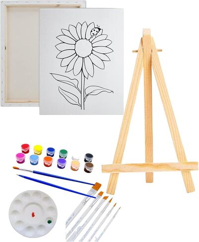 مجموعة طلاء Essenburg المرسومة مسبقًا على قماش Sunflower II | للبالغين والمراهقين رشفة وطلاء لصالح الحفلات | نشاط ثنائي للتاريخ الليلي يمكنك تنفيذه بنفسك (لوحة قماشية مقاس S 8x10 فقط) in Kuwait