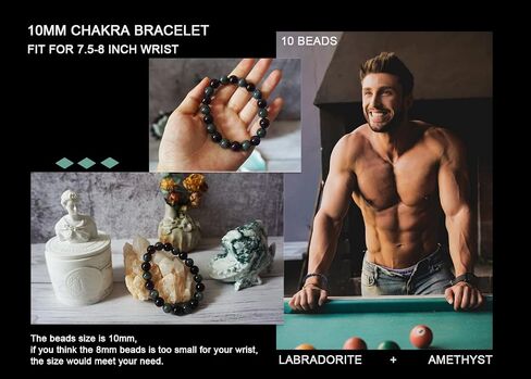 10MM Red Agate Bracelet for Women Men | Natural Handmade Stretch Bracelet for 7.5-8" Wrist | Root & Heart & Sacral Chakra Chakra Crystal | Each Black & Red Bead is Unique | Special choice in Saudi Arabia