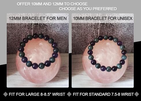 10MM Red Agate Bracelet for Women Men | Natural Handmade Stretch Bracelet for 7.5-8" Wrist | Root & Heart & Sacral Chakra Chakra Crystal | Each Black & Red Bead is Unique | Special choice in Saudi Arabia