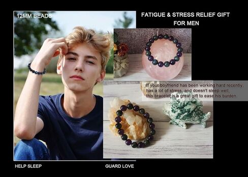 10MM Red Agate Bracelet for Women Men | Natural Handmade Stretch Bracelet for 7.5-8" Wrist | Root & Heart & Sacral Chakra Chakra Crystal | Each Black & Red Bead is Unique | Special choice in Saudi Arabia