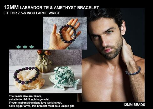 10MM Red Agate Bracelet for Women Men | Natural Handmade Stretch Bracelet for 7.5-8" Wrist | Root & Heart & Sacral Chakra Chakra Crystal | Each Black & Red Bead is Unique | Special choice in Saudi Arabia