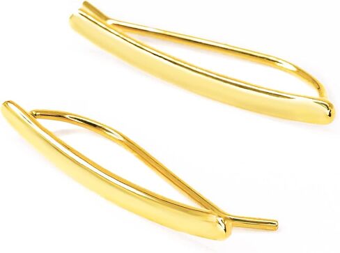 أقراط تسلق الأذن المطروقة يدويًا للنساء، 925 من الفضة الاسترليني 1 بوصة طويلة دبابيس الأذن الأنيقة، فريدة من نوعها، إكسسوارات أزياء نسائية أنيقة وبسيطة، مجوهرات ثقب ممتعة ومريحة in Kuwait