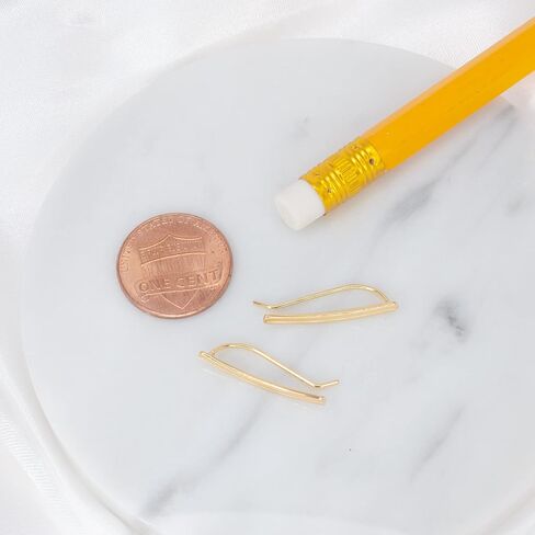 أقراط تسلق الأذن المطروقة يدويًا للنساء، 925 من الفضة الاسترليني 1 بوصة طويلة دبابيس الأذن الأنيقة، فريدة من نوعها، إكسسوارات أزياء نسائية أنيقة وبسيطة، مجوهرات ثقب ممتعة ومريحة in Kuwait