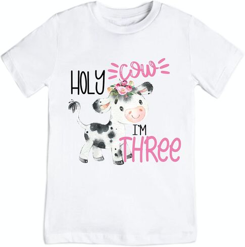Holy Cow I'm three birthday shirt cow third birthday shirt moo moo I'm three birthday outfit holy cow I'm three 3rd birthday shirt cow animal birthday party (3T) in Kuwait