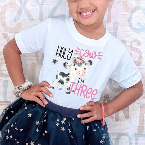 Holy Cow I'm three birthday shirt cow third birthday shirt moo moo I'm three birthday outfit holy cow I'm three 3rd birthday shirt cow animal birthday party (3T) in Kuwait