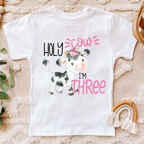 Holy Cow I'm three birthday shirt cow third birthday shirt moo moo I'm three birthday outfit holy cow I'm three 3rd birthday shirt cow animal birthday party (3T) in Kuwait