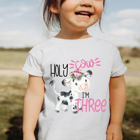 Holy Cow I'm three birthday shirt cow third birthday shirt moo moo I'm three birthday outfit holy cow I'm three 3rd birthday shirt cow animal birthday party (3T) in Kuwait