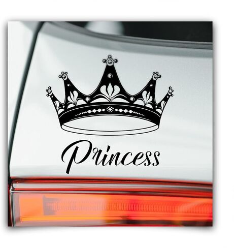 Die Cut Princess Crown Sticker Decal for Car, Laptops, Girls Room Wall Decor, Crown Wall Decals and Custom Bumper Stickers for Cars, Perfect Princess Bedroom Decoration by FaceMemory (Black) in Saudi Arabia