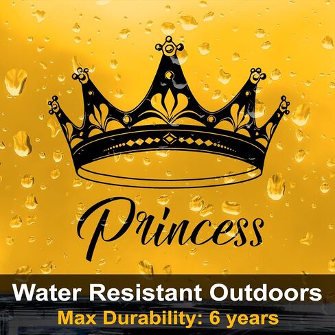 Die Cut Princess Crown Sticker Decal for Car, Laptops, Girls Room Wall Decor, Crown Wall Decals and Custom Bumper Stickers for Cars, Perfect Princess Bedroom Decoration by FaceMemory (Black) in Saudi Arabia
