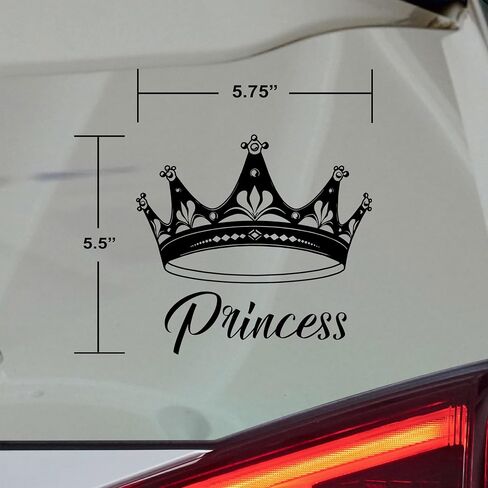 Die Cut Princess Crown Sticker Decal for Car, Laptops, Girls Room Wall Decor, Crown Wall Decals and Custom Bumper Stickers for Cars, Perfect Princess Bedroom Decoration by FaceMemory (Black) in Saudi Arabia