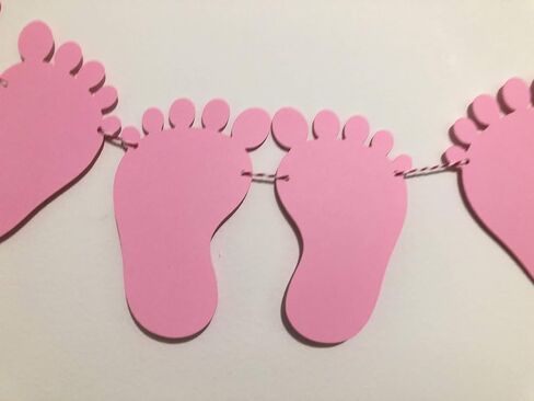 Pink baby foot garland for baby shower, welcoming newborn, nursery decoration and Happy Birthday Decor No DIY required in Saudi Arabia