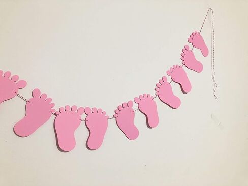 Pink baby foot garland for baby shower, welcoming newborn, nursery decoration and Happy Birthday Decor No DIY required in Saudi Arabia