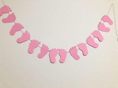Pink baby foot garland for baby shower, welcoming newborn, nursery decoration and Happy Birthday Decor No DIY required in Saudi Arabia