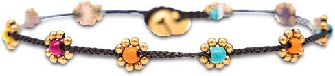 Boho Surfer Anklet Women - Ankle Bracelet for Her - Hippie Style - Handmade Beach Jewelry & Festival Accessories - Waterproof & Adjustable - Waxed Cotton Rope with Beads (Black Pearl) in Kuwait