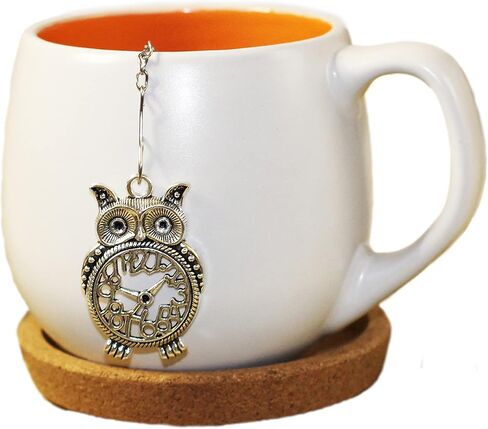 Owl tea strainer for herbal tea, Tea infuser with owl charm, Tea Steeper owl pendant, Loose leaf tea in Kuwait