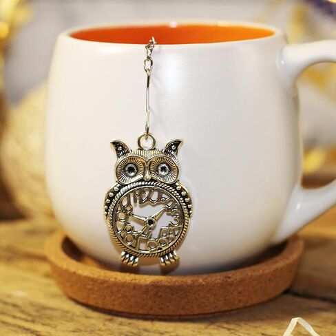 Owl tea strainer for herbal tea, Tea infuser with owl charm, Tea Steeper owl pendant, Loose leaf tea in Kuwait