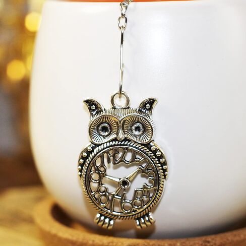 Owl tea strainer for herbal tea, Tea infuser with owl charm, Tea Steeper owl pendant, Loose leaf tea in Kuwait