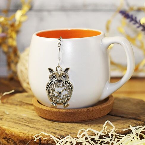Owl tea strainer for herbal tea, Tea infuser with owl charm, Tea Steeper owl pendant, Loose leaf tea in Kuwait