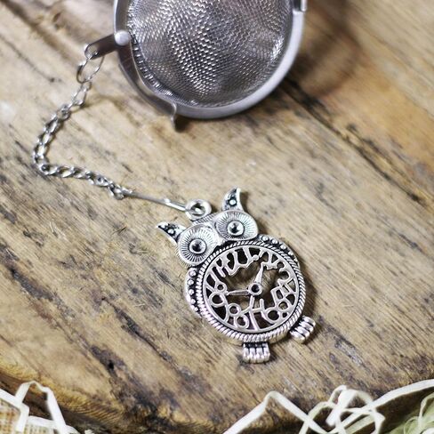 Owl tea strainer for herbal tea, Tea infuser with owl charm, Tea Steeper owl pendant, Loose leaf tea in Kuwait