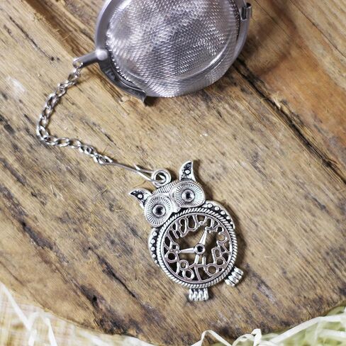 Owl tea strainer for herbal tea, Tea infuser with owl charm, Tea Steeper owl pendant, Loose leaf tea in Kuwait
