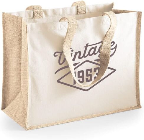 70th Birthday Gift Bag Keepsake Vintage 70 Gift for Women Novelty Shopping Tote (Natural) in Saudi Arabia