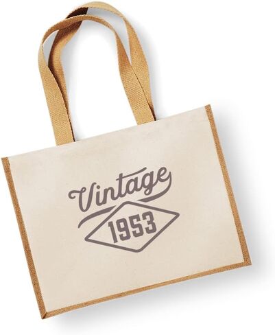 70th Birthday Gift Bag Keepsake Vintage 70 Gift for Women Novelty Shopping Tote (Natural) in Saudi Arabia