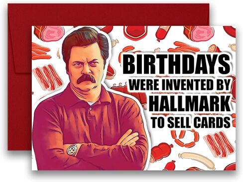 Ron Swanson Inspired Parks and Recreation Parody Birthday Card Meat Tornado 5x7 inches w/Envelope in Saudi Arabia