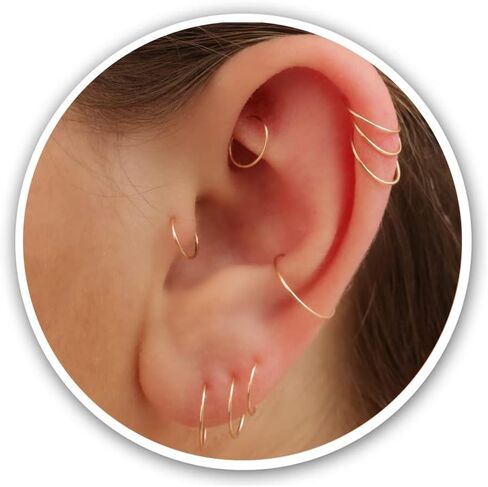 5mm Gold Cartilage Nose Helix Tragus Mini Huggie Hoop Earrings in 14k Gold-filled Snug Gold Nose Ring (Gold, 5mm 20 gauge / 1 pair) in Saudi Arabia