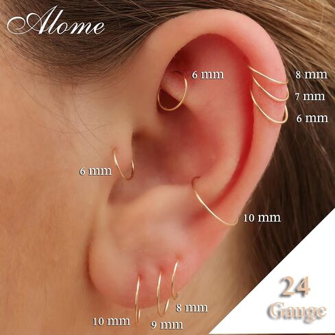 5mm Gold Cartilage Nose Helix Tragus Mini Huggie Hoop Earrings in 14k Gold-filled Snug Gold Nose Ring (Gold, 5mm 20 gauge / 1 pair) in Saudi Arabia