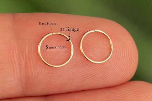 5mm Gold Cartilage Nose Helix Tragus Mini Huggie Hoop Earrings in 14k Gold-filled Snug Gold Nose Ring (Gold, 5mm 20 gauge / 1 pair) in Saudi Arabia