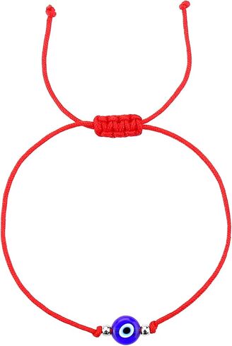 Evil Eye Bracelet Anklet Black Red String Lucky Protection Handmade Adjustable Bracelets for Women Men Teens (Black string blue eye gold) in Kuwait