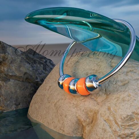 Sterling Silver 24 gauge Orange Beads piercing Nose Hoop - very Thin Nose Hoop - Tiny Piercings Nose Rings hoop - 925 Sterling Silver in Kuwait