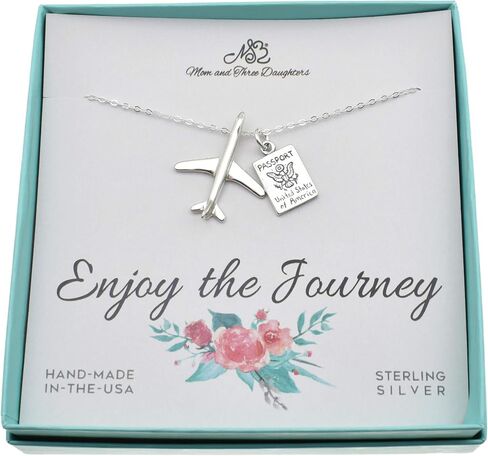 World Travel Necklace in Sterling Silver. Passport Gifts. Gift for Flight Attendant. Pilot Jewelry. Airplane Necklace. in Saudi Arabia