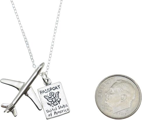 World Travel Necklace in Sterling Silver. Passport Gifts. Gift for Flight Attendant. Pilot Jewelry. Airplane Necklace. in Saudi Arabia