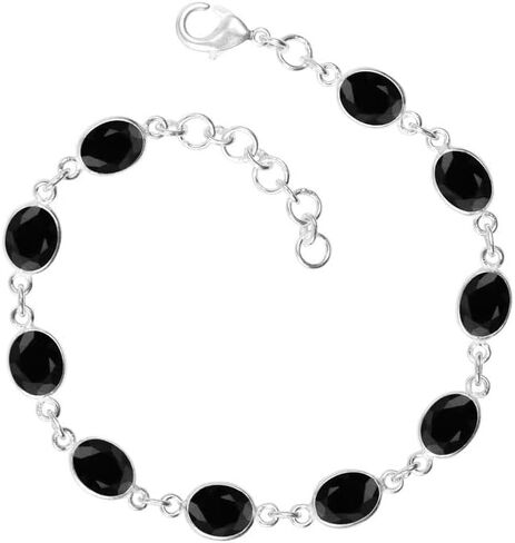 Amethyst Stone Bracelet, Silver Overlay Adjustable Bracelet For Women, bezel Cut Stone Bracelets, Link Bracelet, Handmade Jewelry, Gift For in Kuwait