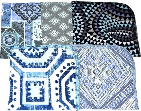 قطعة واحدة من مناديل صندوق الغداء المصنوعة من الفلانيل والبلاط المغربي القابلة للغسل مقاس 12 × 12 بوصة 5 عبوات in Kuwait