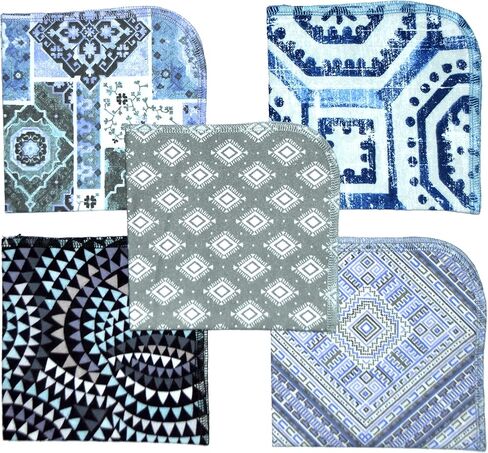 قطعة واحدة من مناديل صندوق الغداء المصنوعة من الفلانيل والبلاط المغربي القابلة للغسل مقاس 12 × 12 بوصة 5 عبوات in Kuwait