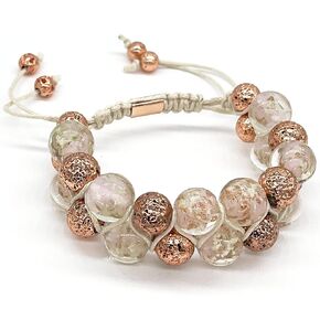 Glow in The Dark Pink Crystal Bead Bracelet, 12mm Glass Beads Double Row Shamballa Chakras Anti Anxiety Healing Crystals Bracelet for Women Men (Pink Rose)