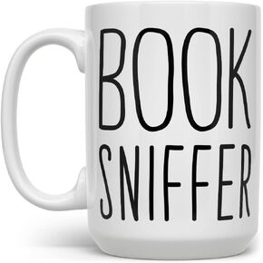 Book Sniffer Coffee Mug, Funny Bibliophile Bookish Cup, Librarian Bookworm Bookstore Lover Gifts (11oz)
