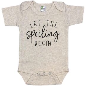 Let The Spoiling Begin Pregnancy Announcement Infant Bodysuit for Grandparents, Aunts, Uncles (Natural) in Kuwait