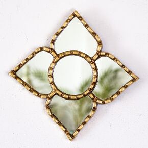 Handmade Diamond mirror on the wall home room decor - Peruvian Painted glass mirror wall art decor - Decorative mirror wall living room (Gold) in Saudi Arabia