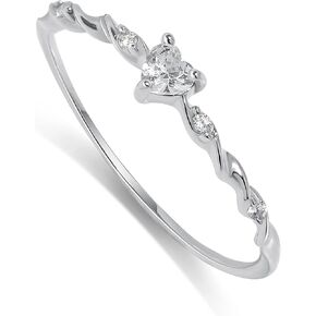 Meissa Tiny Heart Ring Stacking Dainty Cute Ring Sterling Silver Minimalist Ring Friendship Matching Stackable Diamond Gold Ring (Silver, 7) in Kuwait