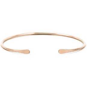 Smooth 14K Gold Fill Cuff Bracelet with Hammered Ends, Skinny Gold Bangle with Hammered Ends by Lotus Stone Jewelry (Large, Gold) in Kuwait